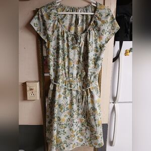 Floral Print Dress with Tie Waist